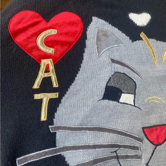 JOYE + FUN knitwear cardigan vintage cat Large - Picture 11 of 13
